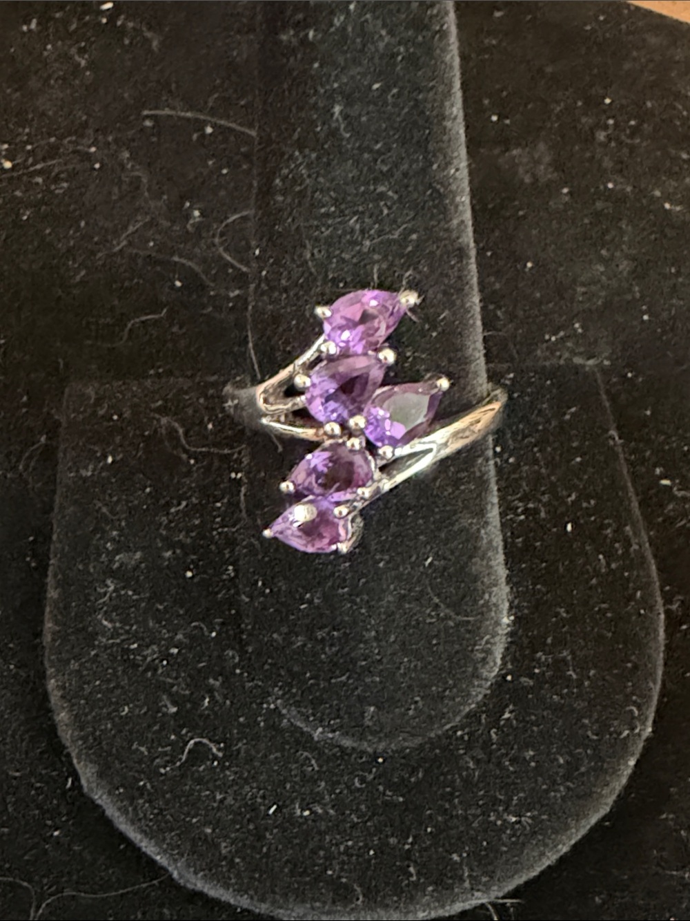 Sterling Silver Purple Amethyst Cluster Ring